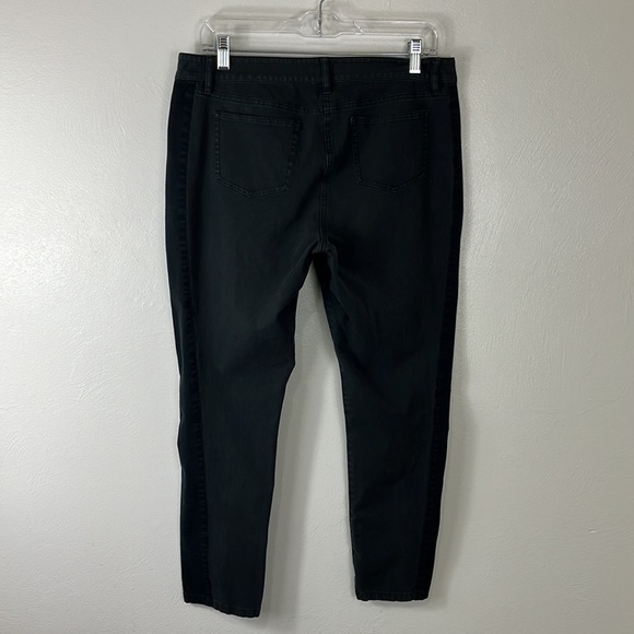 Eileen Fisher Women's Petite M Gray Contrast Stripe Organic Cotton Ankle Pant - Picture 8 of 12